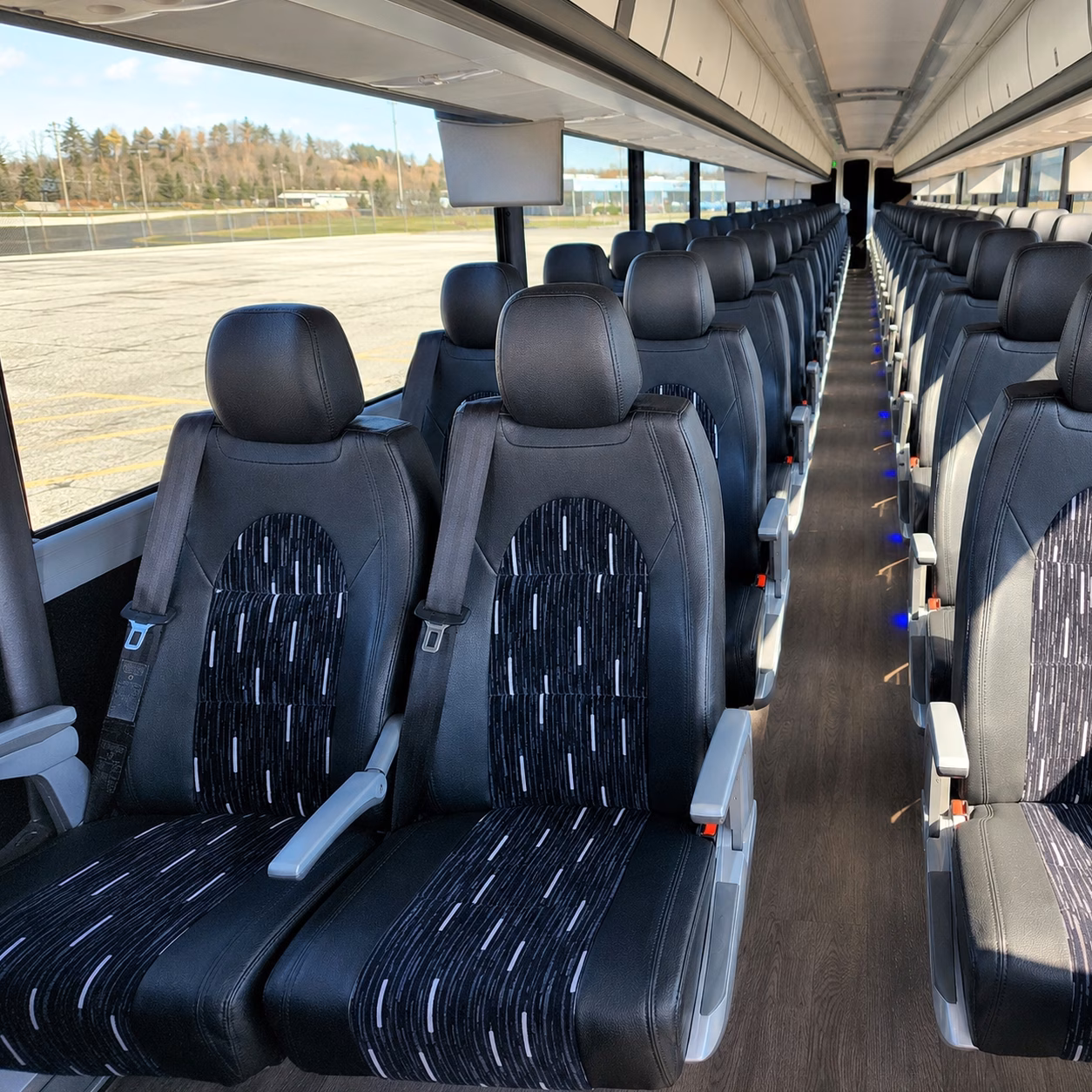 newton charter bus rental interior